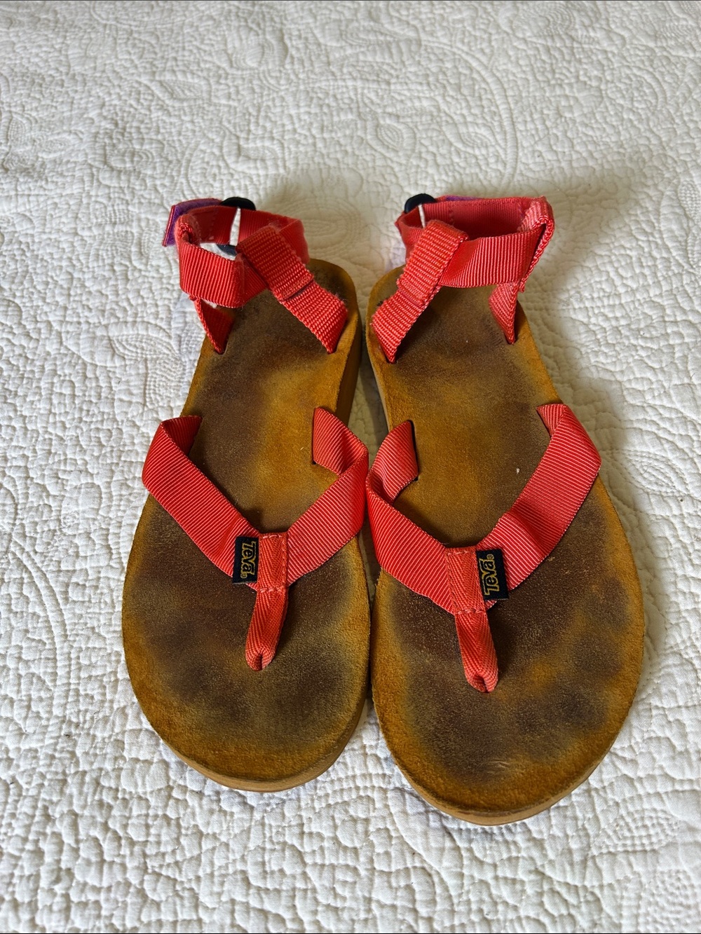 Teva Red/Orange Strap Toe-Loop Sandals